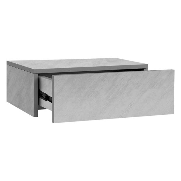 Nachtkastje hangend 46x30x15 cm grijs/betonlook gemaakt van MDF incl. lade ML-Design