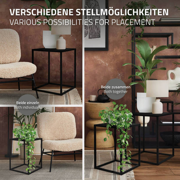 Bloemenstandaard Set van 2 Zwart Metaal ML-Design