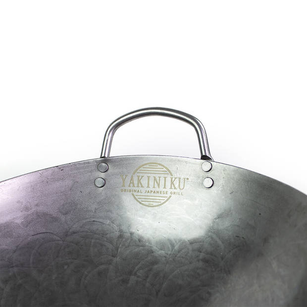 Yakiniku - BBQ Accessoire Wok 30 cm - Roestvast Staal - Grijs