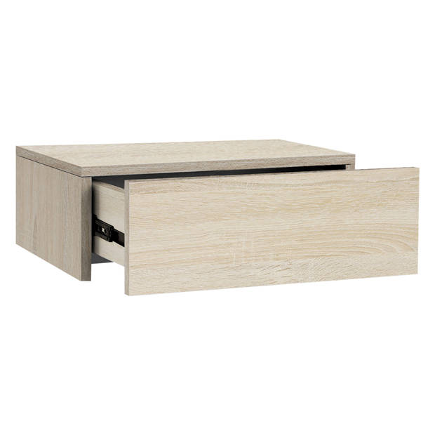 Nachtkastje hangend 46x30x15 cm Sonoma eiken gemaakt van MDF incl. lade ML-Design