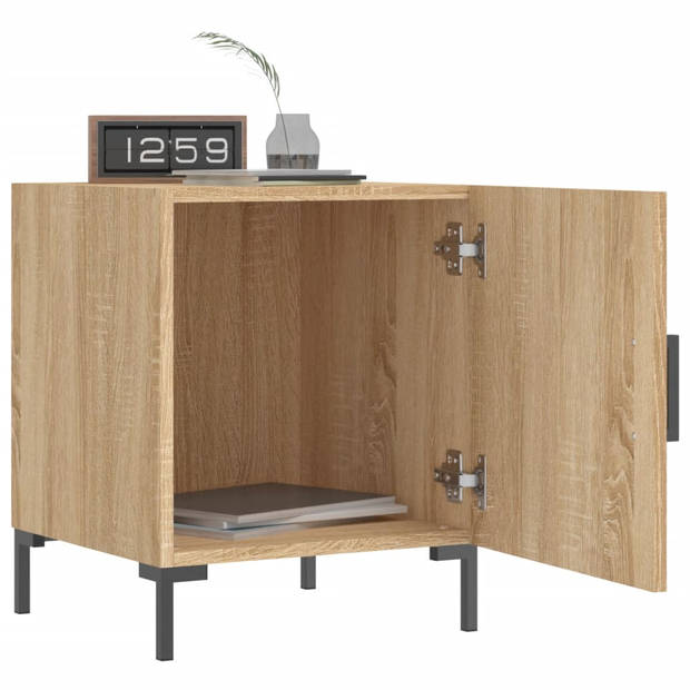 vidaXL Nachtkastjes 2 st 40x40x50 cm bewerkt hout sonoma eikenkleurig