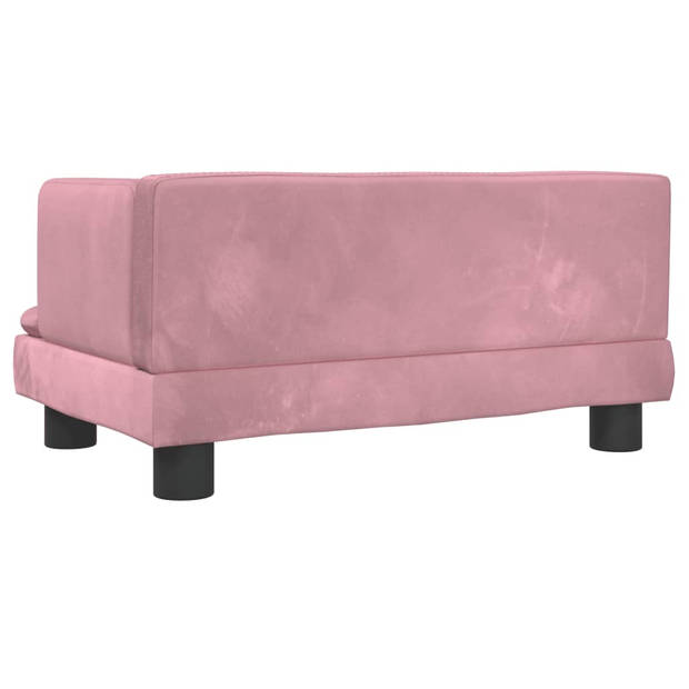 The Living Store Hondenbed - Roze - 60x40x30 cm - Fluweel bedekt met massief grenenhout en schuim