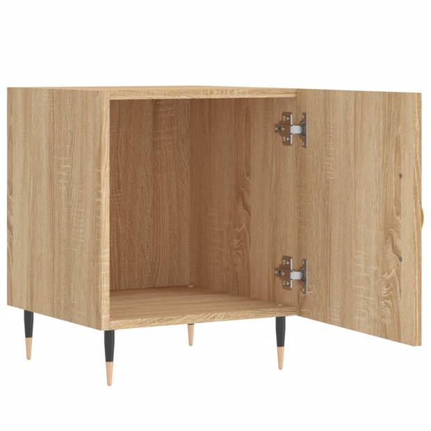 vidaXL Nachtkastjes 2 st 40x40x50 cm bewerkt hout sonoma eikenkleurig