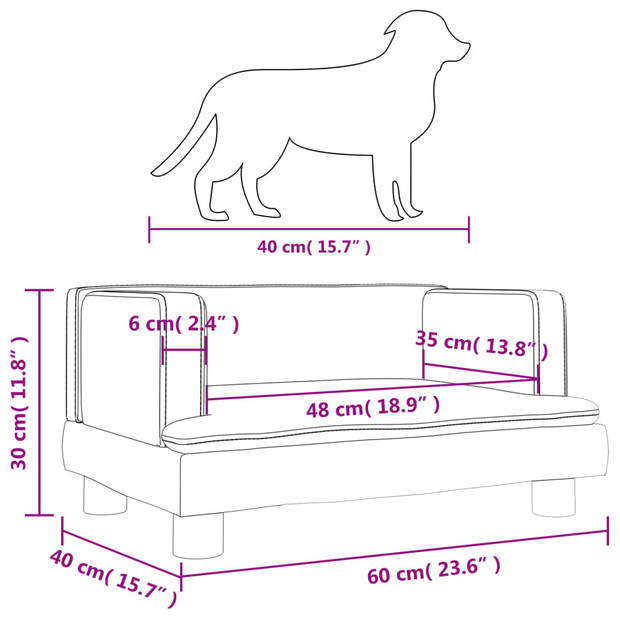 vidaXL Hondenmand 60x40x30 cm kunstleer crèmekleurig