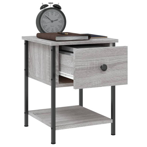 vidaXL Nachtkastjes 2 st 34x35,5x45 cm bewerkt hout grijs sonoma eiken