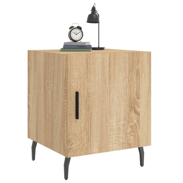 vidaXL Nachtkastjes 2 st 40x40x50 cm bewerkt hout sonoma eikenkleurig