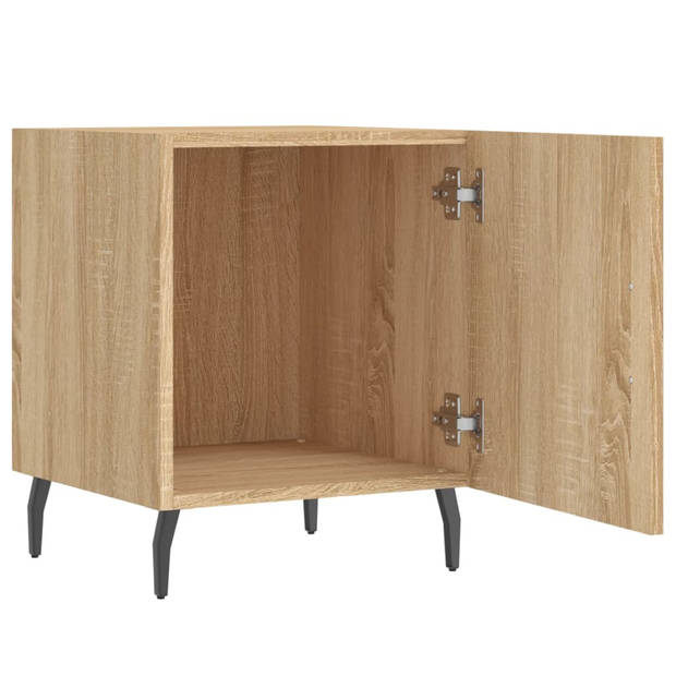 vidaXL Nachtkastjes 2 st 40x40x50 cm bewerkt hout sonoma eikenkleurig