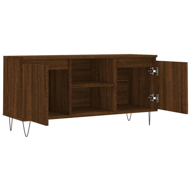 The Living Store Tv-meubel - bruineiken - 104 x 35 x 50 cm - bewerkt hout en ijzer