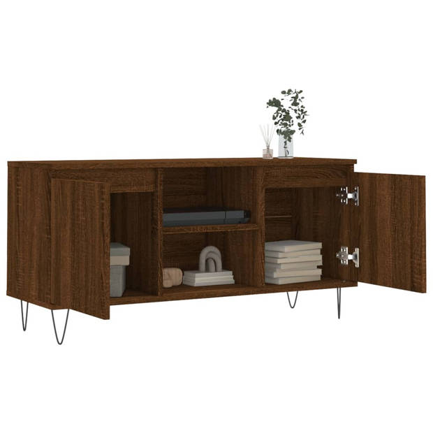 The Living Store Tv-meubel - bruineiken - 104 x 35 x 50 cm - bewerkt hout en ijzer