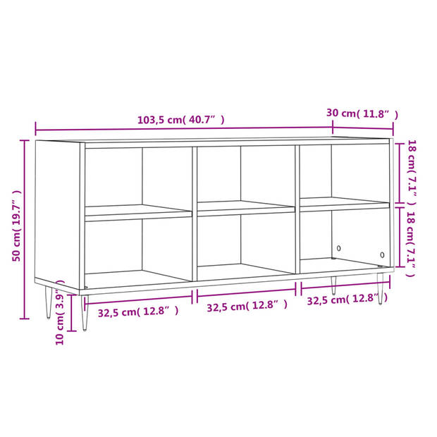 vidaXL Tv-meubel 103,5x30x50 cm bewerkt hout betongrijs