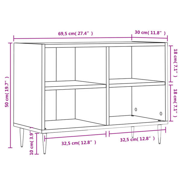 The Living Store TV-meubel - TV-kast - 69.5 x 30 x 50 cm - Gerookt eiken