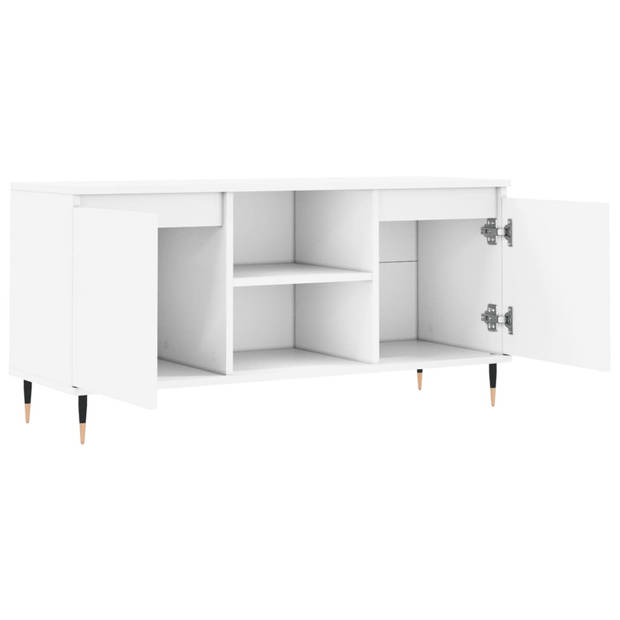 The Living Store TV-meubel - tv-kast - wit - 104 x 35 x 50 cm - veel opbergruimte