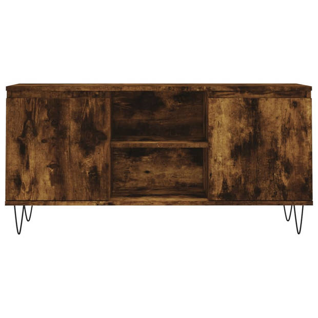 The Living Store TV-meubel Smoked Oak 104 x 35 x 50 cm - Opbergkast met vier vakken en stevig tafelblad - Gemaakt van