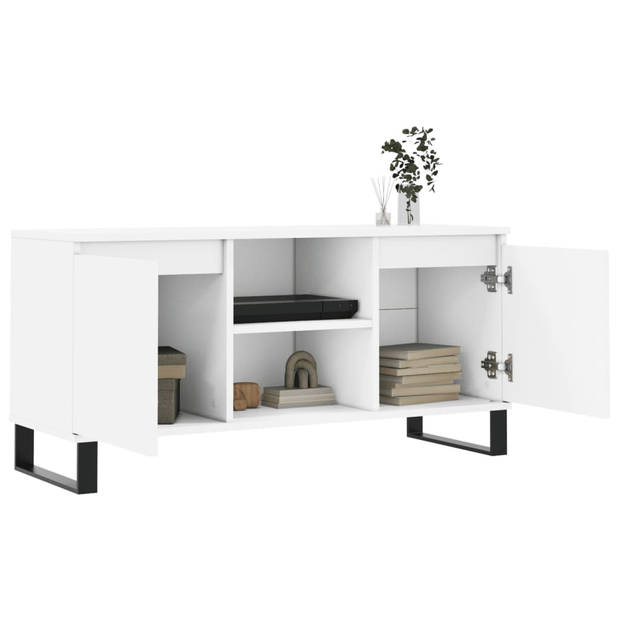 The Living Store TV-meubel wit - 104 x 35 x 50 cm - veel opbergruimte en stabiel materiaal