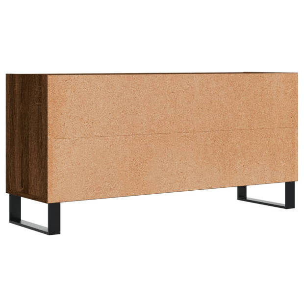 The Living Store TV-meubel - Tv-kast met 6 vakken - 103.5 x 30 x 50 cm - Bruin eiken - Bewerkt hout en ijzer