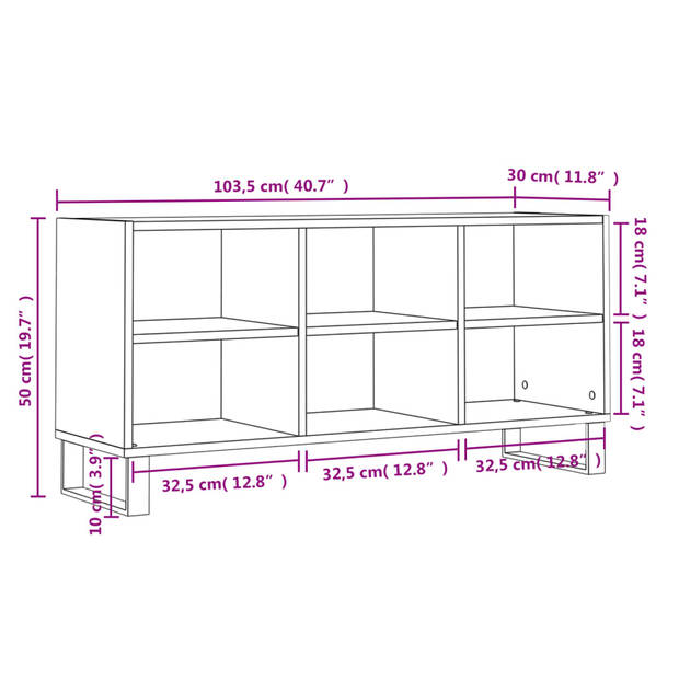 vidaXL Tv-meubel 103,5x30x50 cm bewerkt hout gerookt eikenkleurig