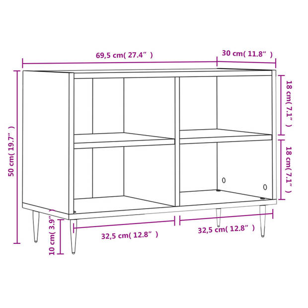 The Living Store Tv-meubel - Tv-kast - 69.5 x 30 x 50 cm - Sonoma eiken