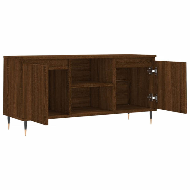 The Living Store Tv-meubel Bruineiken - 104 x 35 x 50 cm - Hout - Ijzer