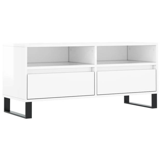 vidaXL Tv-meubel 100x34,5x44,5 cm bewerkt hout hoogglans wit
