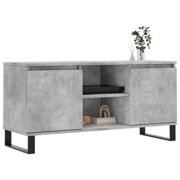 The Living Store TV-meubel - Betongrijs - 104 x 35 x 50 cm - Opbergruimte - Stabiel tafelblad