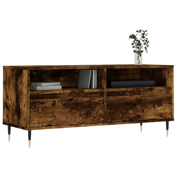 The Living Store TV-meubel Gerookt Eiken - 100 x 34.5 x 44.5cm - Extra opbergruimte