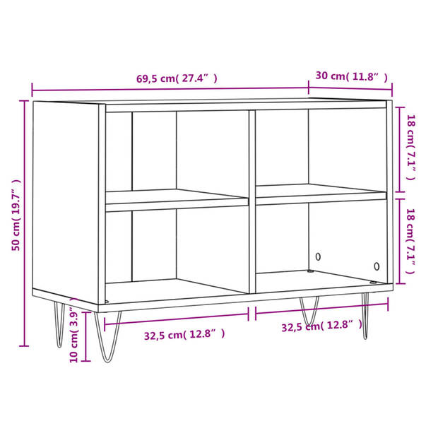 The Living Store TV-meubel X - TV-kast - 69.5 x 30 x 50 cm - Sonoma eiken