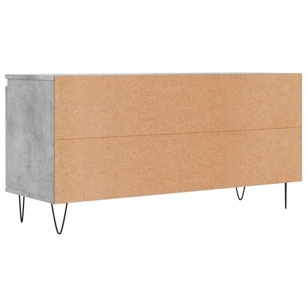 The Living Store TV-meubel Betongrijs 104 x 35 x 50 cm - Opbergkast met 4 vakken - Stevig bewerkt hout en ijzer