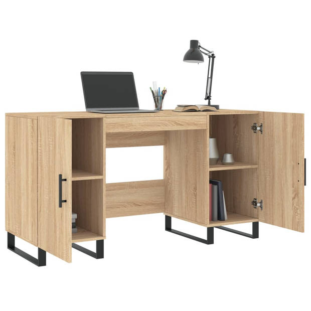 The Living Store Bureau Opbergkast - 140 x 50 x 75 cm - Sonoma Eiken - IJzer - Industriële Stijl