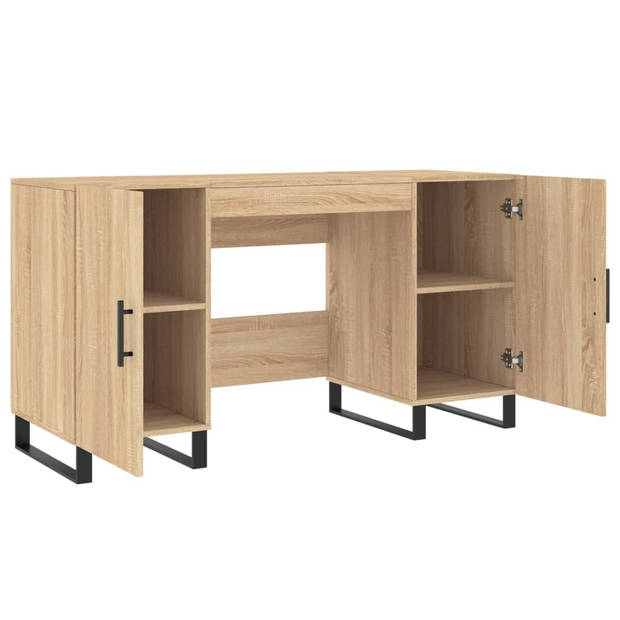 The Living Store Bureau Opbergkast - 140 x 50 x 75 cm - Sonoma Eiken - IJzer - Industriële Stijl