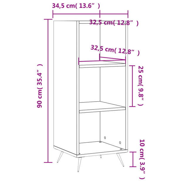 vidaXL Schappenkast 34,5x32,5x90 cm bewerkt hout wit