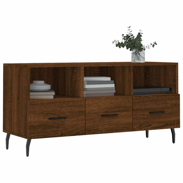 vidaXL Tv-meubel 102x36x50 cm bewerkt hout bruin eikenkleur