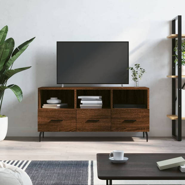 vidaXL Tv-meubel 102x36x50 cm bewerkt hout bruin eikenkleur