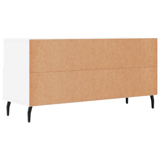 The Living Store Televisiekast TV-meubel - 102 x 36 x 50 cm - wit - bewerkt hout en ijzer