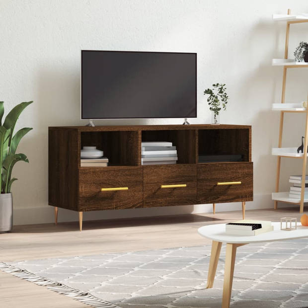 vidaXL Tv-meubel 102x36x50 cm bewerkt hout bruin eikenkleur