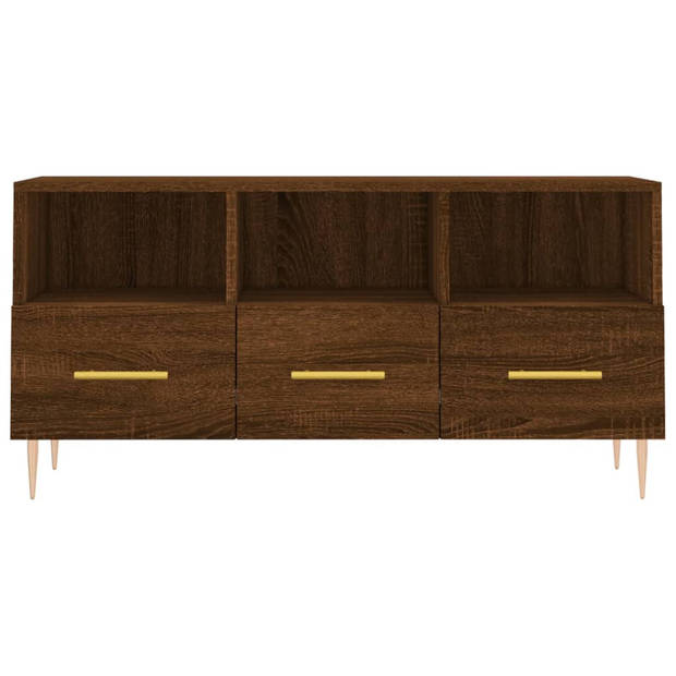 The Living Store TV-meubel - Bruineiken - 102 x 36 x 50 cm - opbergruimte - decoratieve presenteerfunctie