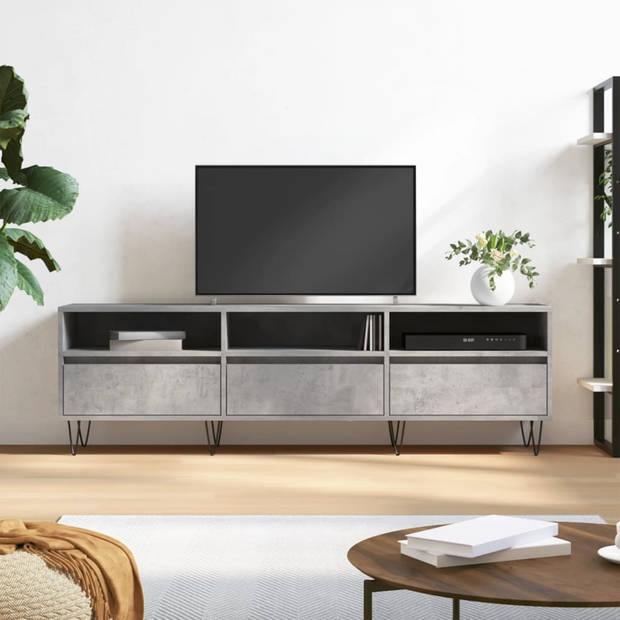 The Living Store Tv-meubel Betongrijs - 150 x 30 x 44.5 cm - Opbergruimte