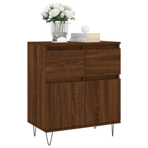 The Living Store Dressoir Living - Bruineiken - 60 x 35 x 70 cm - Duurzaam bewerkt hout en ijzer