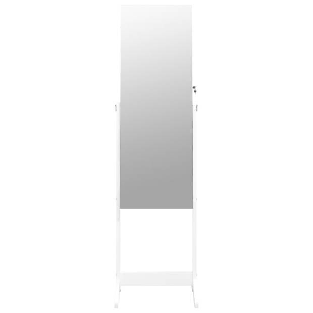 The Living Store Sieradenkast met spiegel - Wit - 42 x 38 x 152 cm - Duurzaam materiaal
