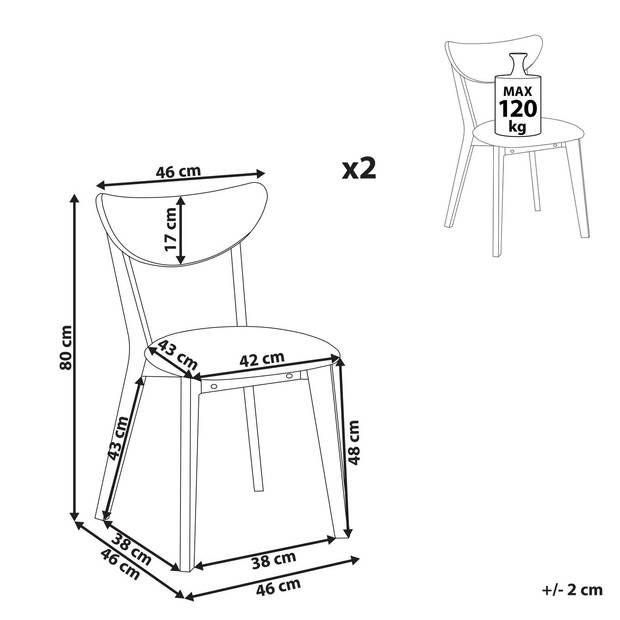 Beliani ERIE - Eetkamerstoel-Lichte houtkleur-Rubberhout