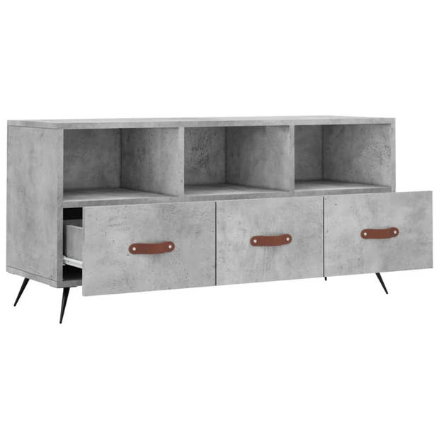 The Living Store TV-meubel - Betongrijs - 102 x 36 x 50 cm - Bewerkt hout en ijzer