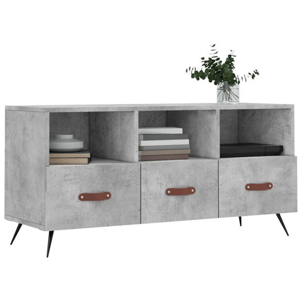 The Living Store TV-meubel - Betongrijs - 102 x 36 x 50 cm - Bewerkt hout en ijzer