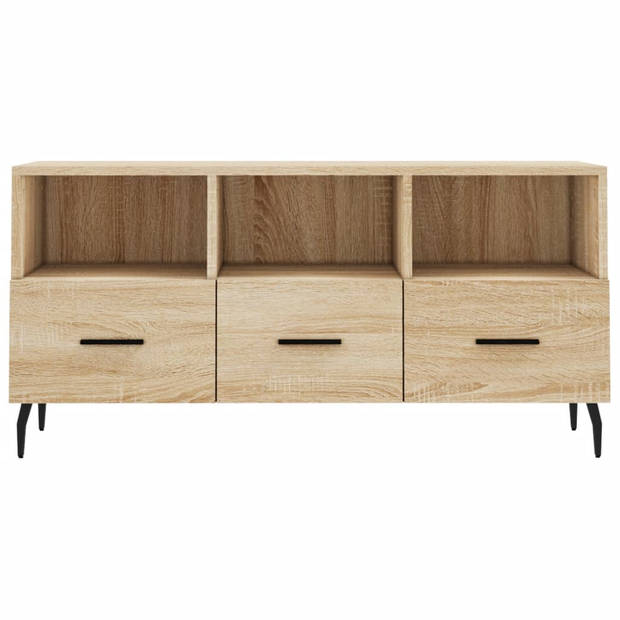 The Living Store TV-meubel Sonoma Eiken - 102 x 36 x 50 cm - Bewerkt hout en ijzer