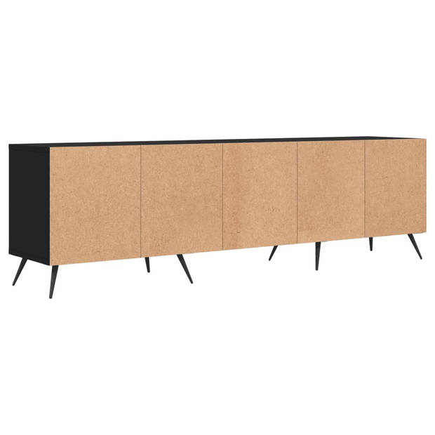 The Living Store TV-meubel Zwart - 150 x 30 x 44.5 cm - Bewerkt hout en ijzer