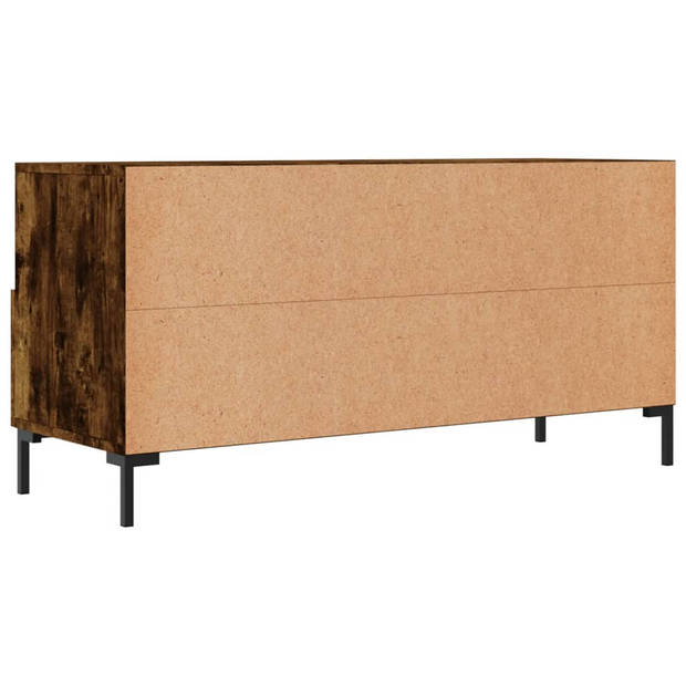 The Living Store TV-meubel - Gerookt eiken - 102 x 36 x 50 cm - Bewerkt hout en ijzer