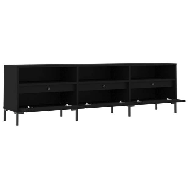 The Living Store TV-meubel Zwart - Bewerkt hout - 150 x 30 x 44.5 cm - Opbergruimte en stabiel tafelblad