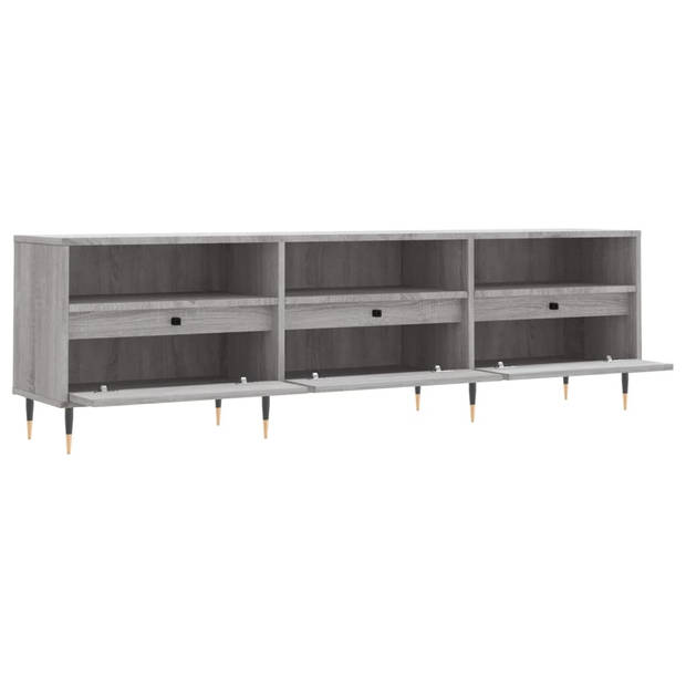 The Living Store Tv-meubel Opbergruimte Grijs Sonoma Eiken 150x30x44.5 cm - Hout - IJzer