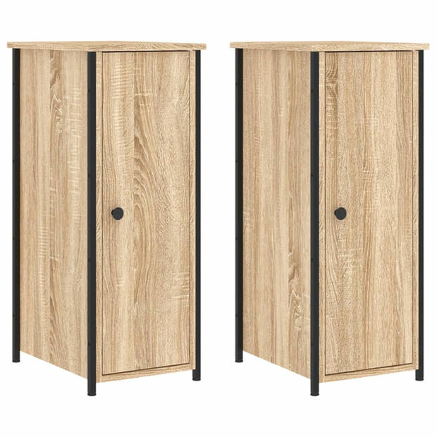 vidaXL Nachtkastjes 2 st 32x42x80 cm bewerkt hout sonoma eikenkleurig