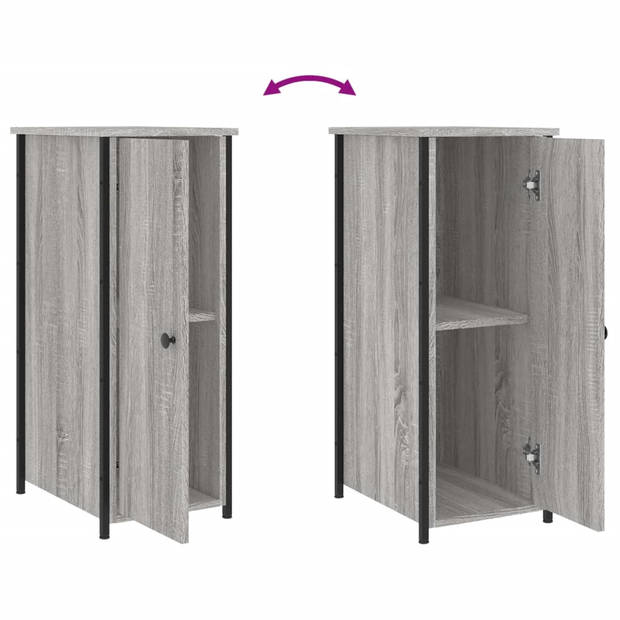 vidaXL Nachtkastjes 2 st 32x42x80 cm bewerkt hout grijs sonoma eiken