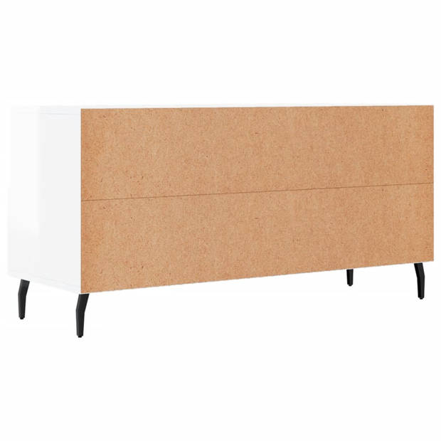 The Living Store Tv-meubel Wit - 102 x 36 x 50 cm - Bewerkt hout en ijzer