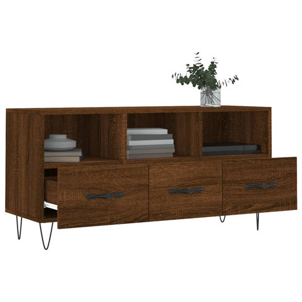 vidaXL Tv-meubel 102x36x50 cm bewerkt hout bruin eikenkleur